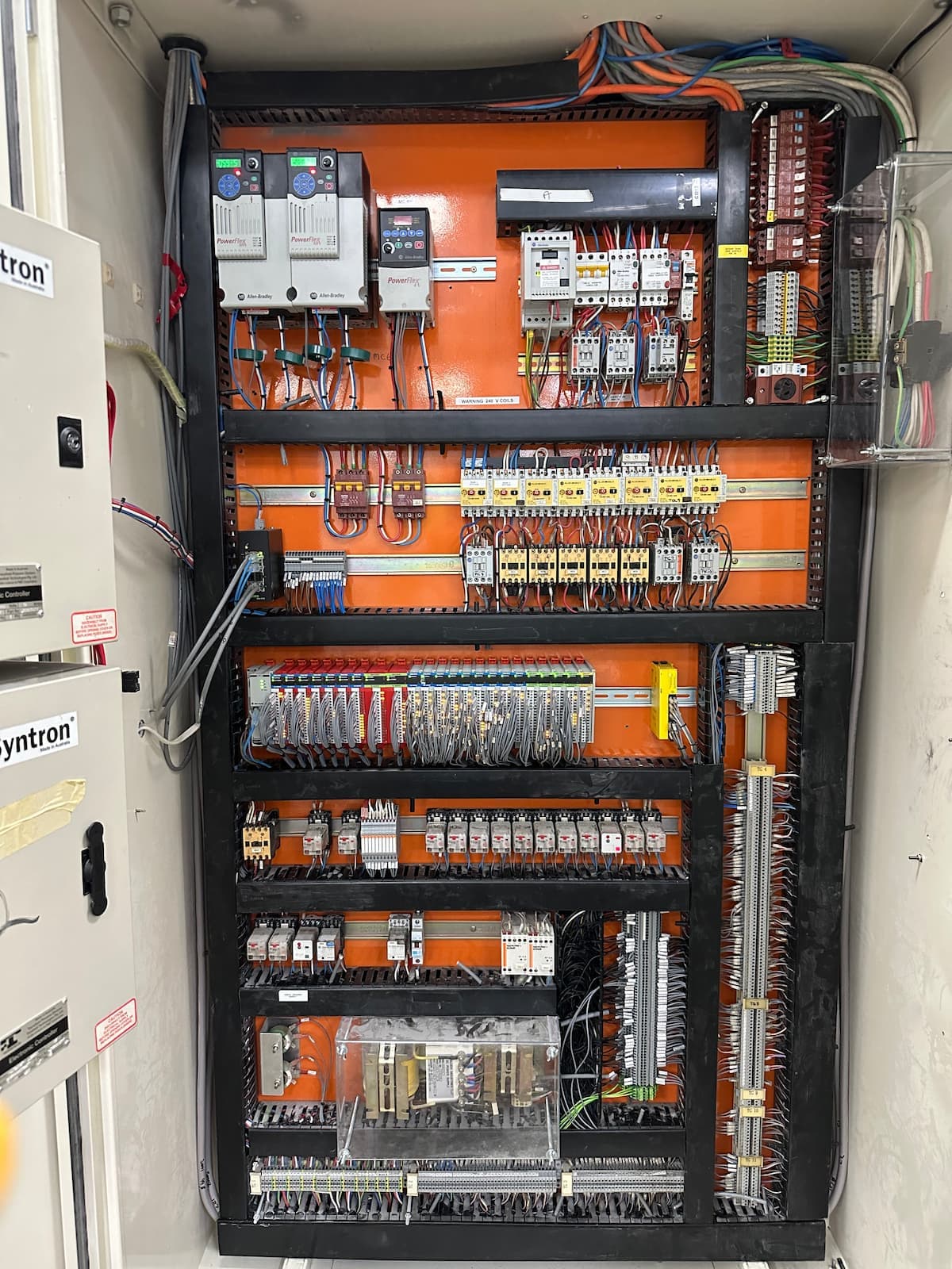 Upgraded line control panel housing the new drives