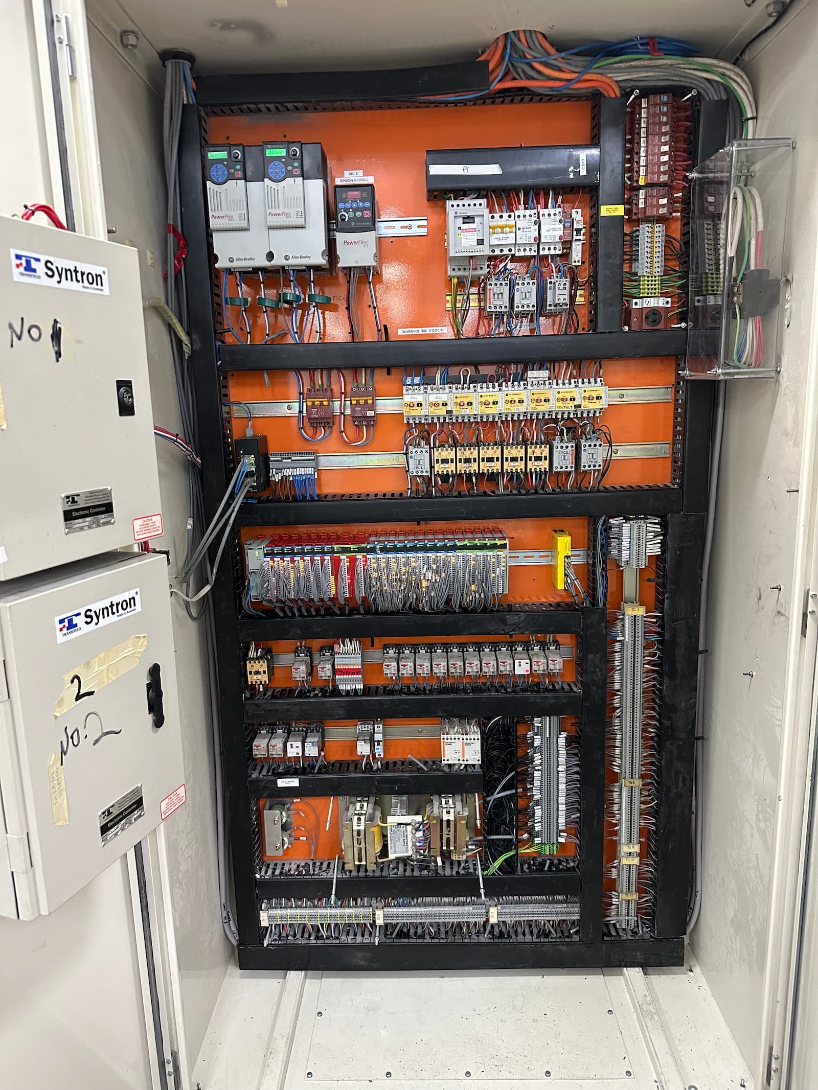 New wiring looms terminated in the upgraded panel