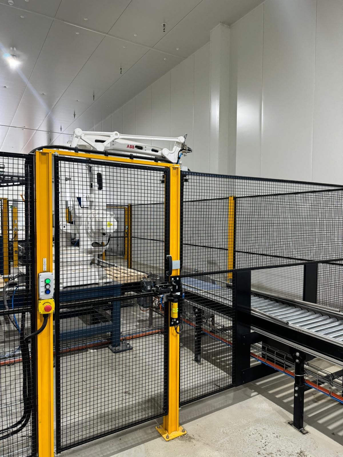 Entry conveyor feeding the palletising robot